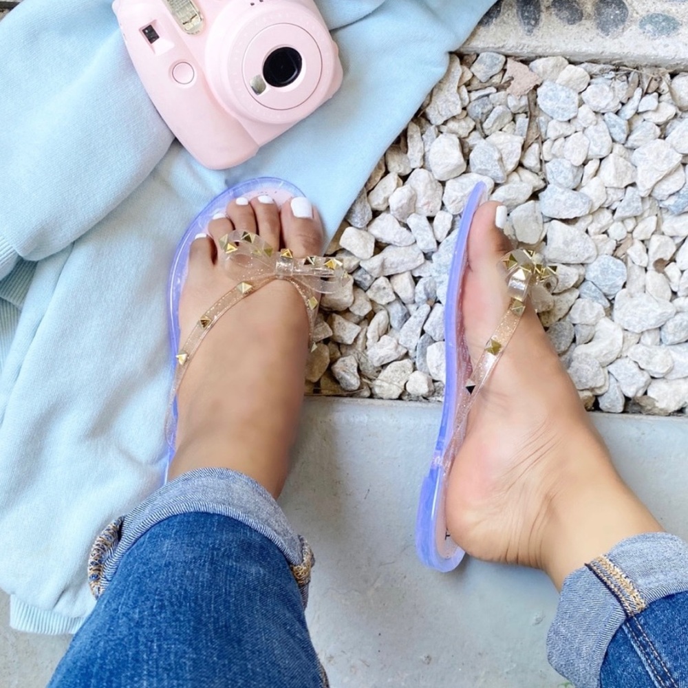 🌷Cute Stud Bow Flip Flop Jelly Sandals🌷